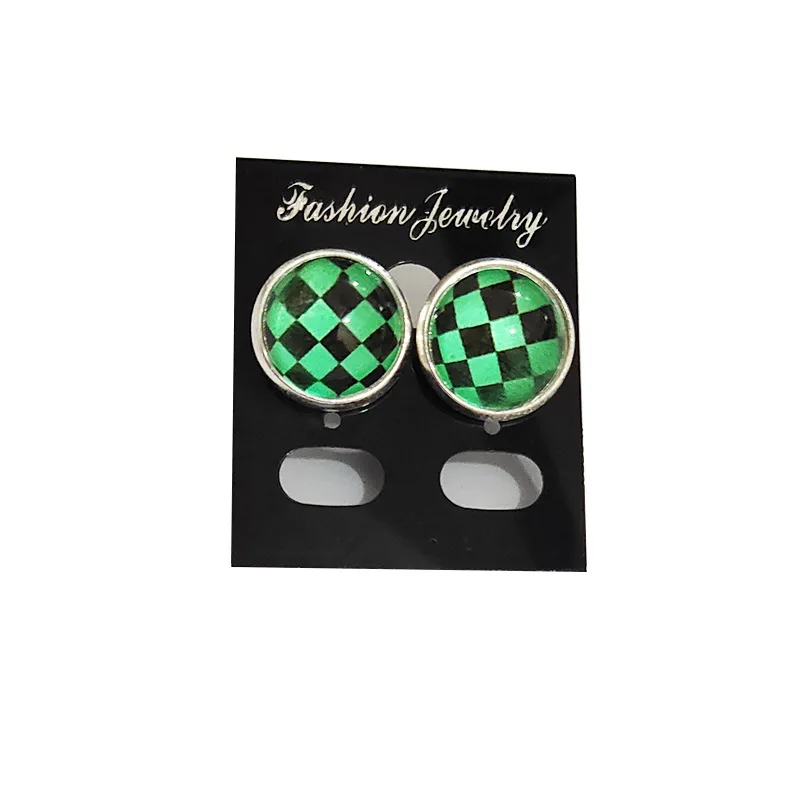 

1 Pair New Anime Demon Slayer Glass Earrings Kimetsu No Yaiba Kamado Nezuko Tanjirou Ear Stud Earrings Cosplay Figure Toys Gifts