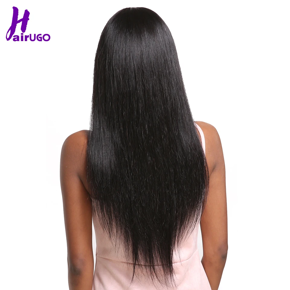 HairUGo малазийские прямые 2*6 шнурка часть парик предварительно выщипанные с волосами младенца не-remy шнурка человеческих волос парики для черных женщин средний коэффициент