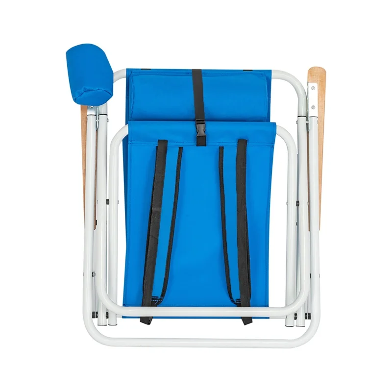구매 야외 캠핑 접이식 의자 휴대용 강도 비치 의자, 조절 가능한 머리 받침 블루 600D 폴리 에스테르 패브릭 정원 의자