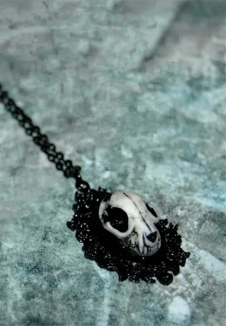 

Cat Skull Necklace- Wiccan, Witch, Witchy, Goth, Pagan, Occult Jewelry Gift