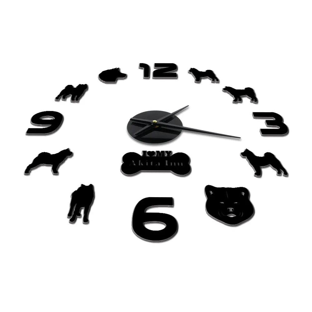 Симпатичные большие настенные часы Akita Inu Dog сделай сам японские Great Japanese Puppy Pet 3D