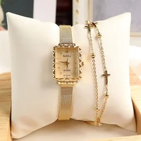 womens gold watch british ins fashion womens mesh square watch temperament waterproof quartz watch designer watch