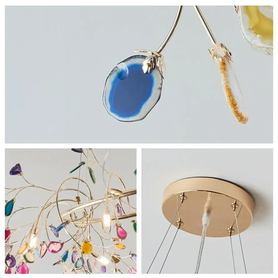 Скандинавское современное Золотое кольцо агат светодиодная люстра освещение