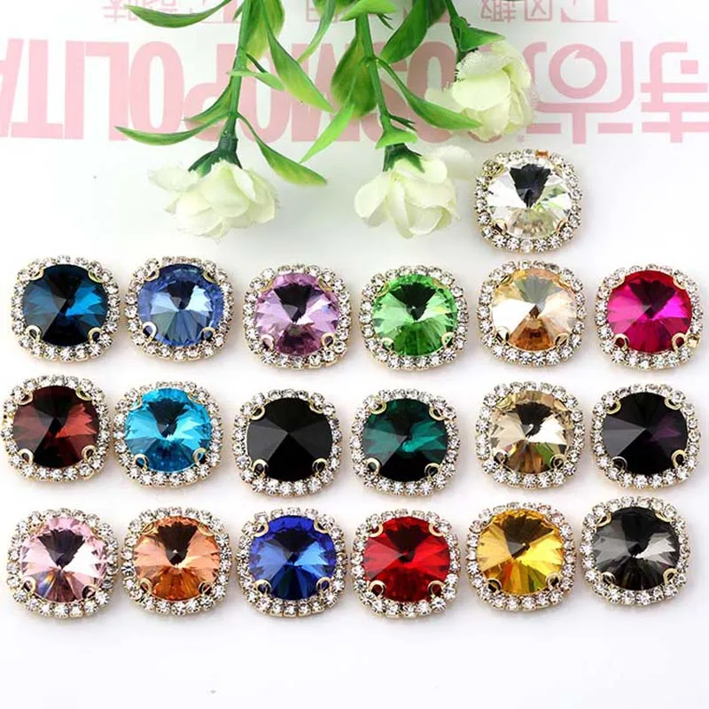 Новинка 2017 года круглые стеклянные кнопки для шитья страз украшения свадебного