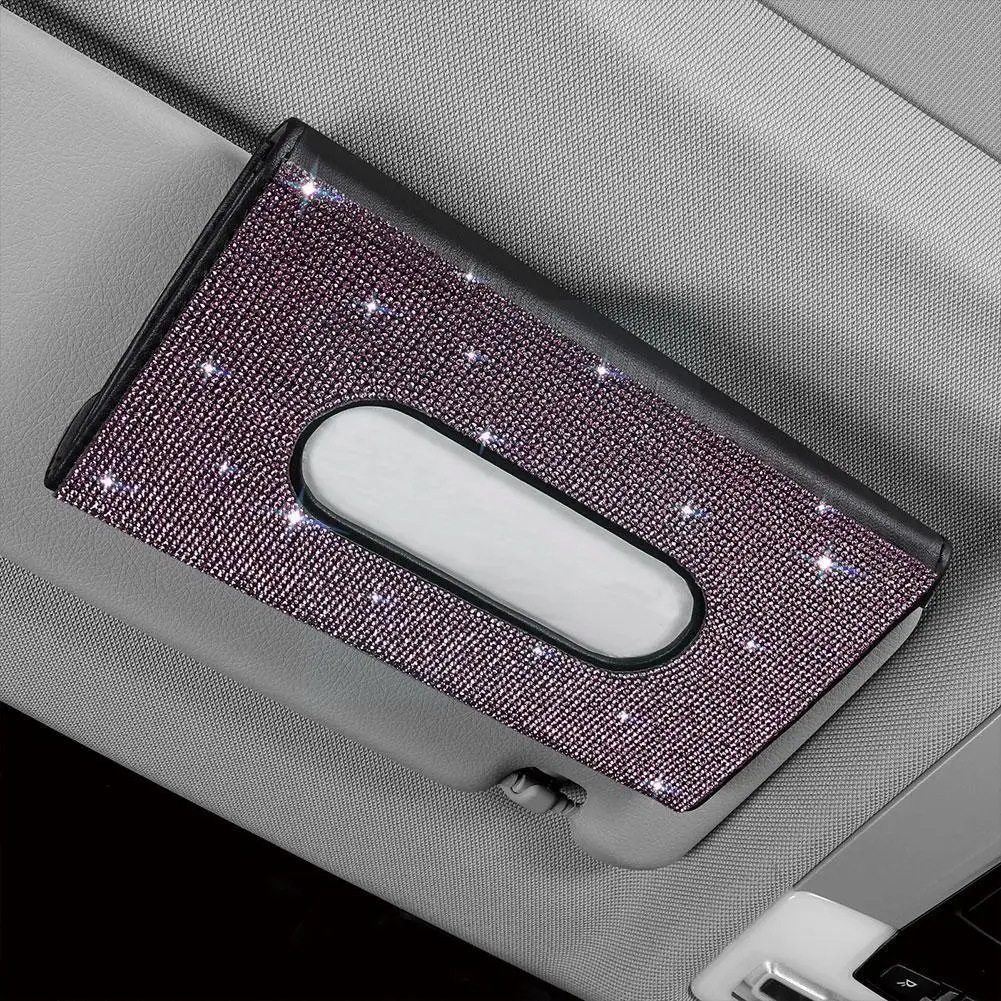 

1PC Car Tissue Box Towel Mask Car Sun Visor Tissue Storage Interior Holder Box Accessories Glitter Universal Decoration Aut W0U7