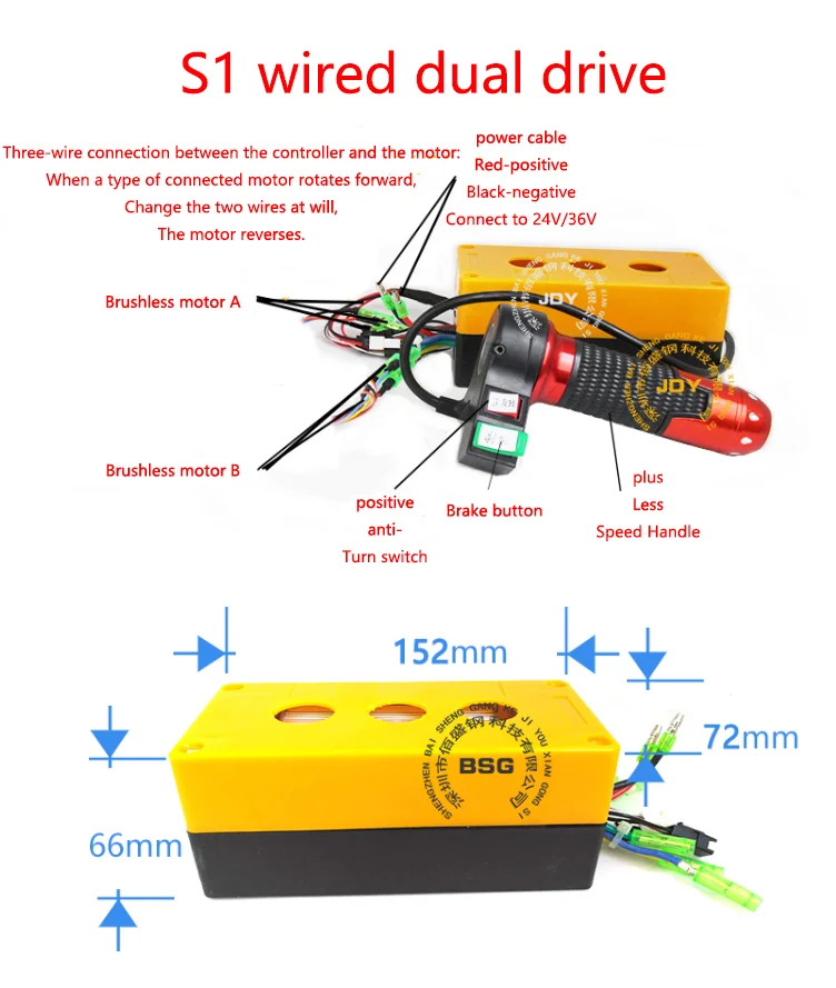 Проводной контроллер DC24/36 В бесщеточный двигатель постоянного тока одиночный