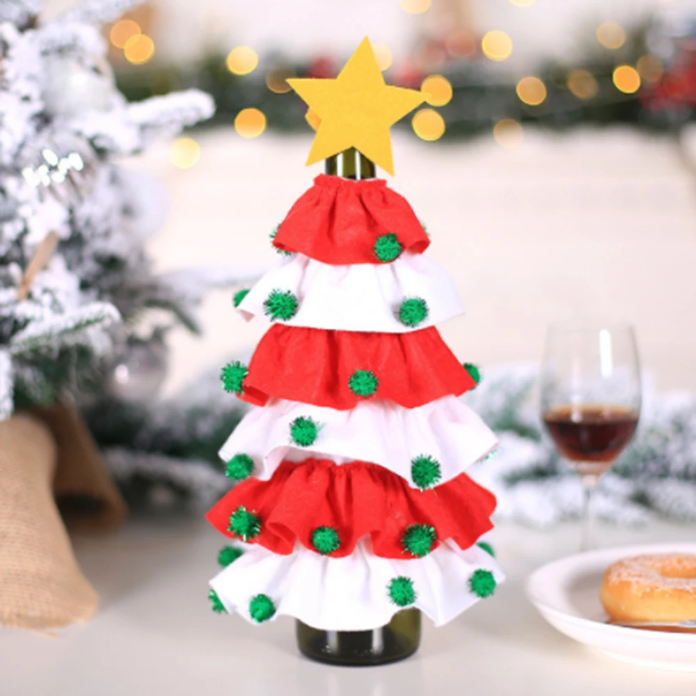 

Christmas Decorating Christmas Tree Wine Bottle Set Funny Christmas Tree Bottle Set Bag Dinner Decoration Gift Party Table Decor