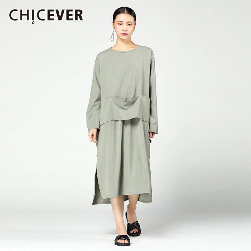 CHICEVER винтажное платье на шнуровке женское с круглым вырезом коротким рукавом