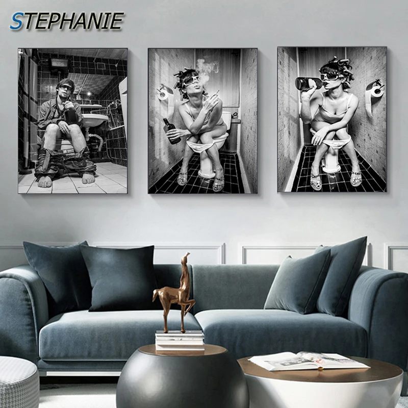 Винтажная Скандинавская Картина на холсте с изображением девушки бороды мужчины