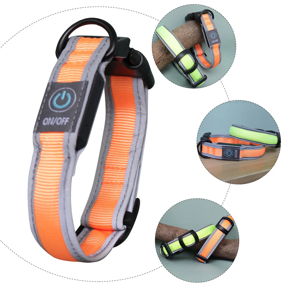

1pc LED Nylon Dog Collar USB Rechargeable Pet Collar Pet Necklace Pet Supply