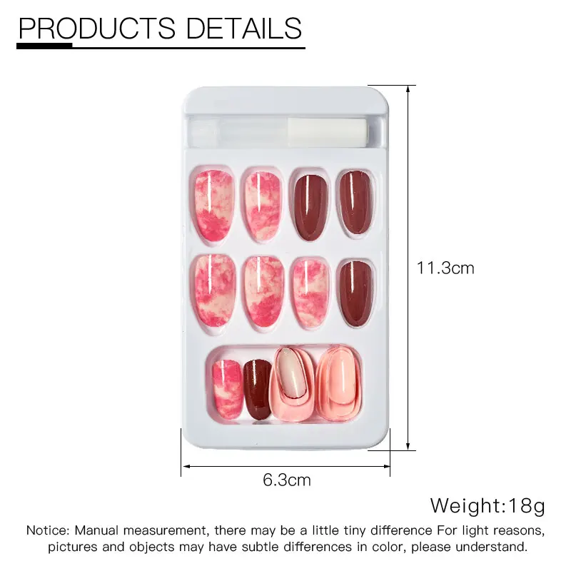 24 шт. накладные ногти балерины хаки телесного цвета мраморный гроб плоские