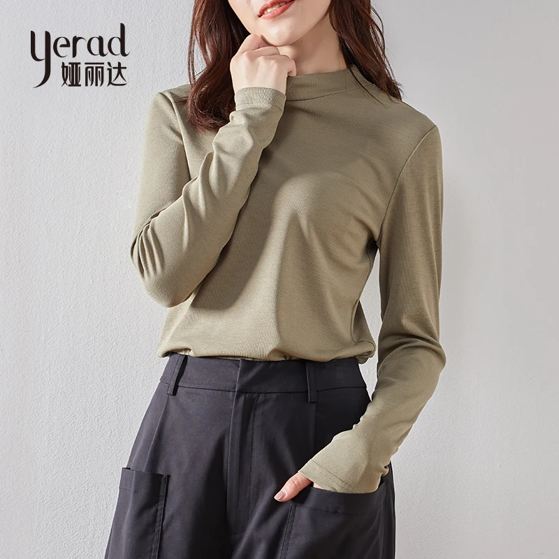 YERAD 2019 Осенняя новая рубашка с длинным рукавом Женская однотонная тонкая