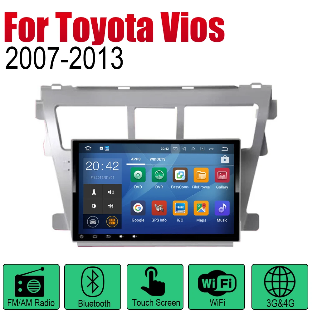 Автомагнитола ZaiXi 2 Din Android для Toyota Vios 2007 ~ 2013 GPS навигация BT Wi Fi карта мультимедийная