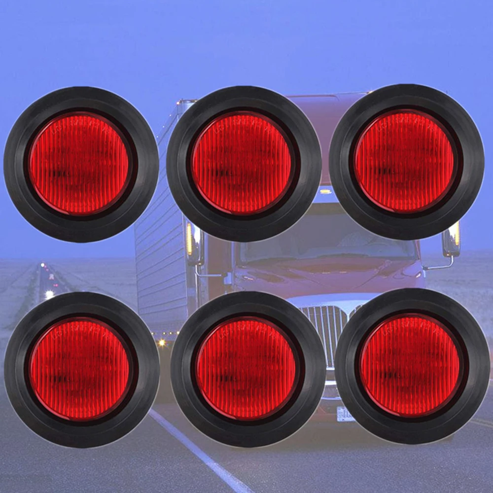 4pcs 2 inch 24V 7LED Round Trailer Side Marker Lights Front Rear Trucks Clearance Lamp Bullet Red | Автомобили и мотоциклы