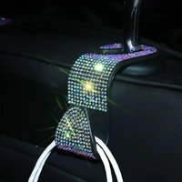 2pcs bling bling diamond encrusted car hook bronzing crystal diamond car seat back storage hooks organizer hangers car styling