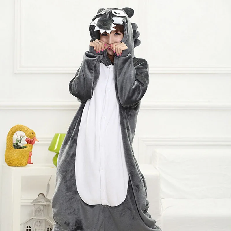 Пижама Timber Wolf Kigurumi комбинезон для взрослых и женщин зимний теплый фланелевый
