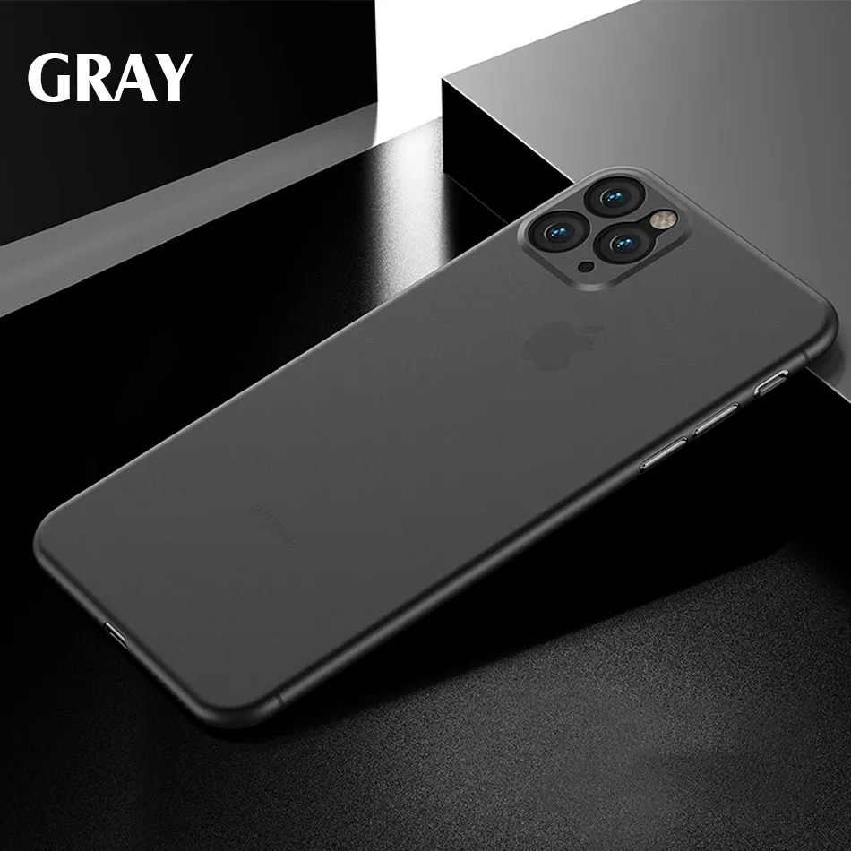gray Роскошный противоударный 0,3 мм ультра тонкий чехол для iphone 11 Pro X XS XR Max матовый чехол из ТПУ для iphone 8 7 6 6s Plus Мягкий чехол - Цвет: gray