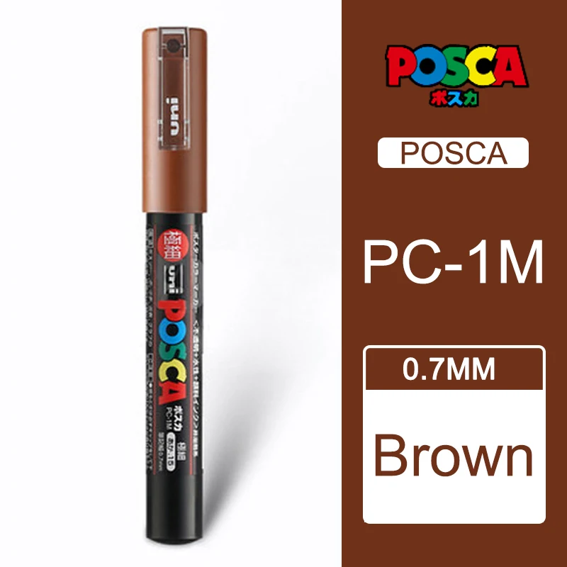 Brown 1 шт. Uni Posca Краска Маркер Mitsubishi постер цвет маркировки ручка Экстра тонкой точки PC-1M - Цвет: Brown