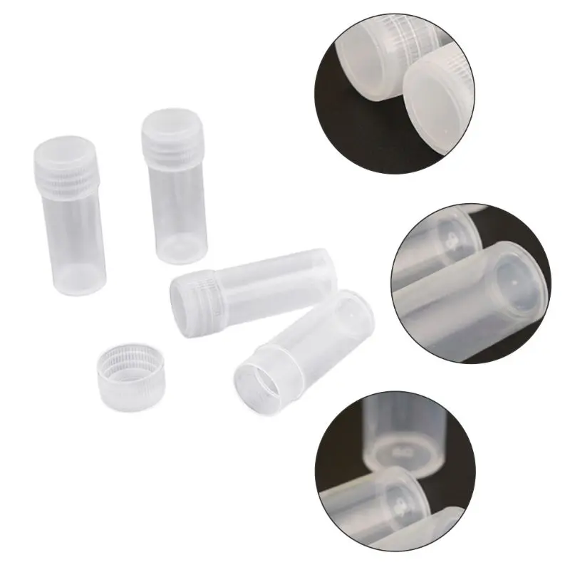 

50 Pcs 5ml Plastic Sample Bottle Small Barrel Test Tube Vials Storage Container R3MF