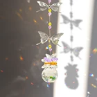 Ловец Хрустальный подвесной Радужный солнцезащитный металлический бабочка призмы трапециевидная подвеска колокольчик сад окно Свадебный декор