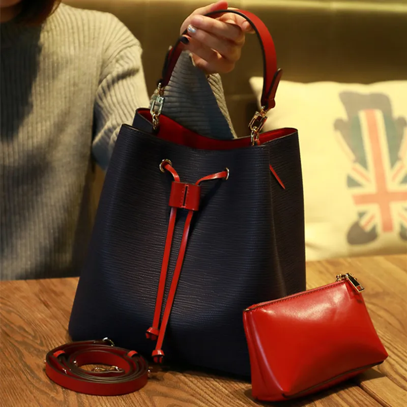 

Fashion Women Handbag Ladies Bag Luxury Bucket Shoulder Bag High Quality Large Capacity Casual Totes Black and Blue Handbags