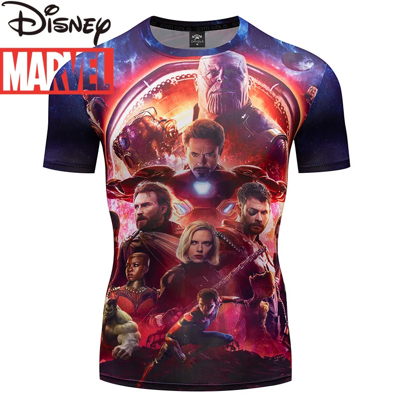 

Marvel 3D printing Avengers series tight-fitting short-sleeved men's T-shirt stretch quick-drying clothes