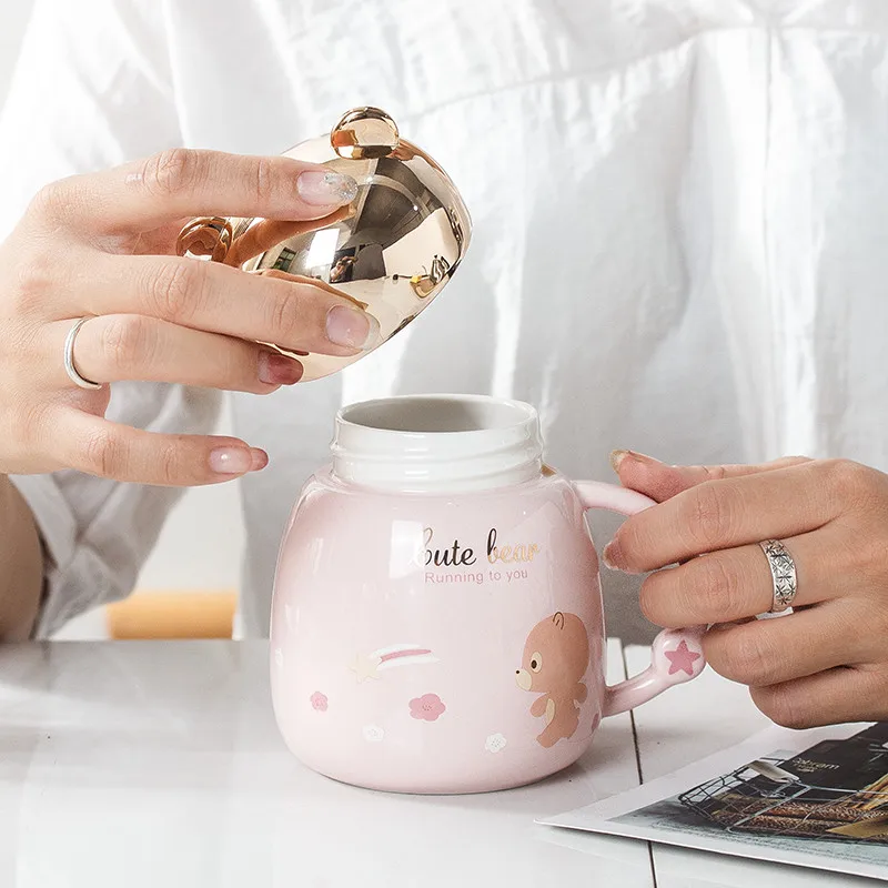 Керамическая Милая кофейная кружка с изображением медведя из мультфильма