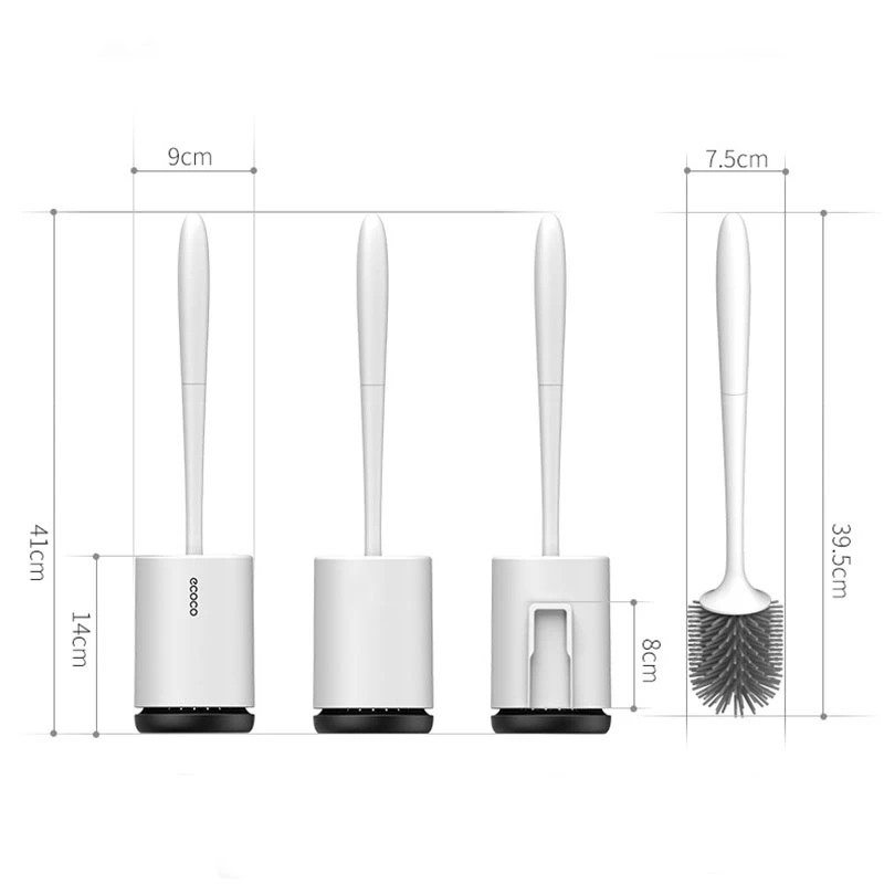 

Silicone Toilet Brush Soft Bristle Wall-mounted Bathroom Toilet Brush Holder Set Bath Clean Tool Durable Thermo Plastic Rubber
