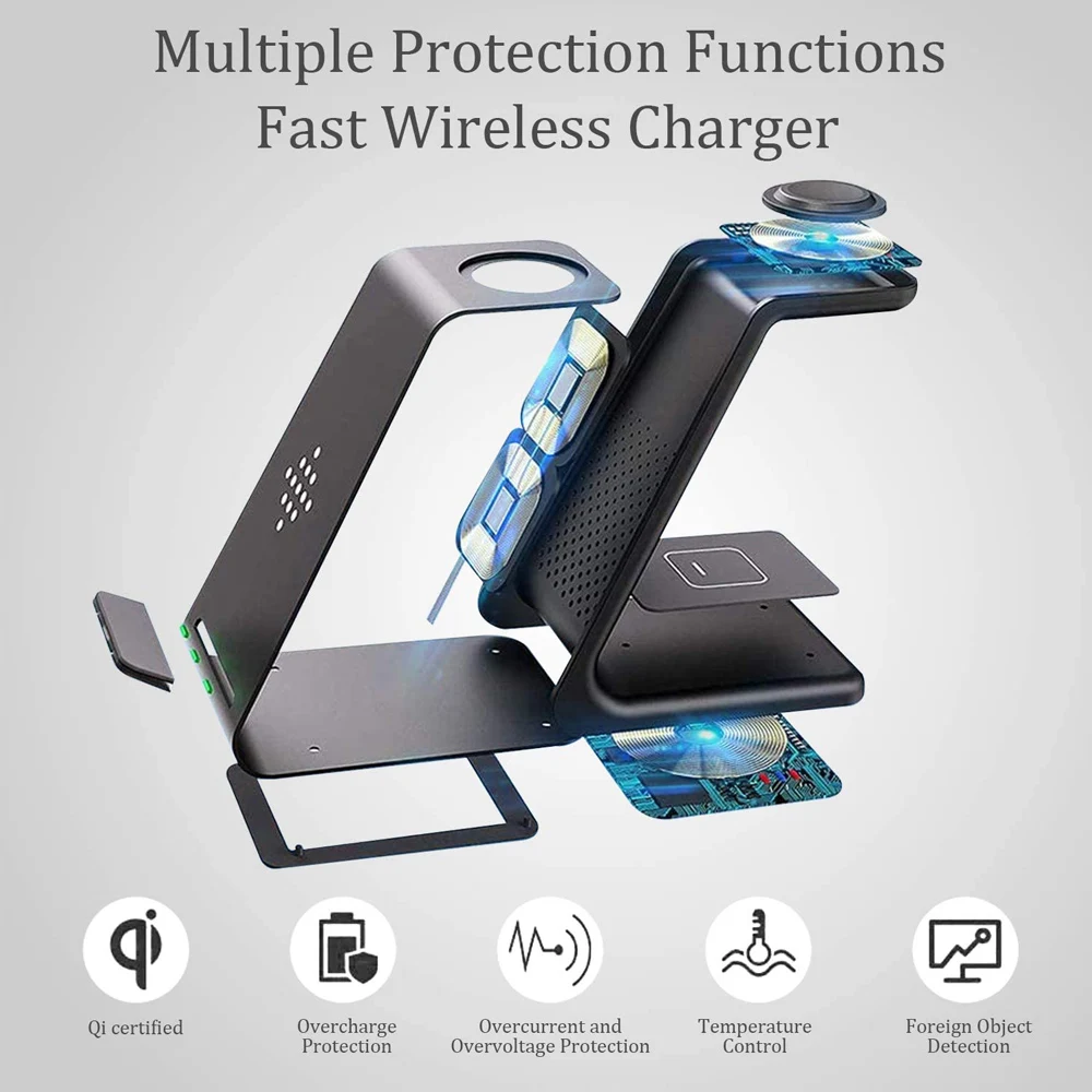3 in 1 wireless charging station for samsung s20 s10 9 galaxy watchbuds stand 10w fast qi wireless chargers for samsung free global shipping