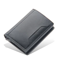 new rfid blocking men id credit card holder wallet pu leather metal aluminum business bank card case cardholder hot sale purse