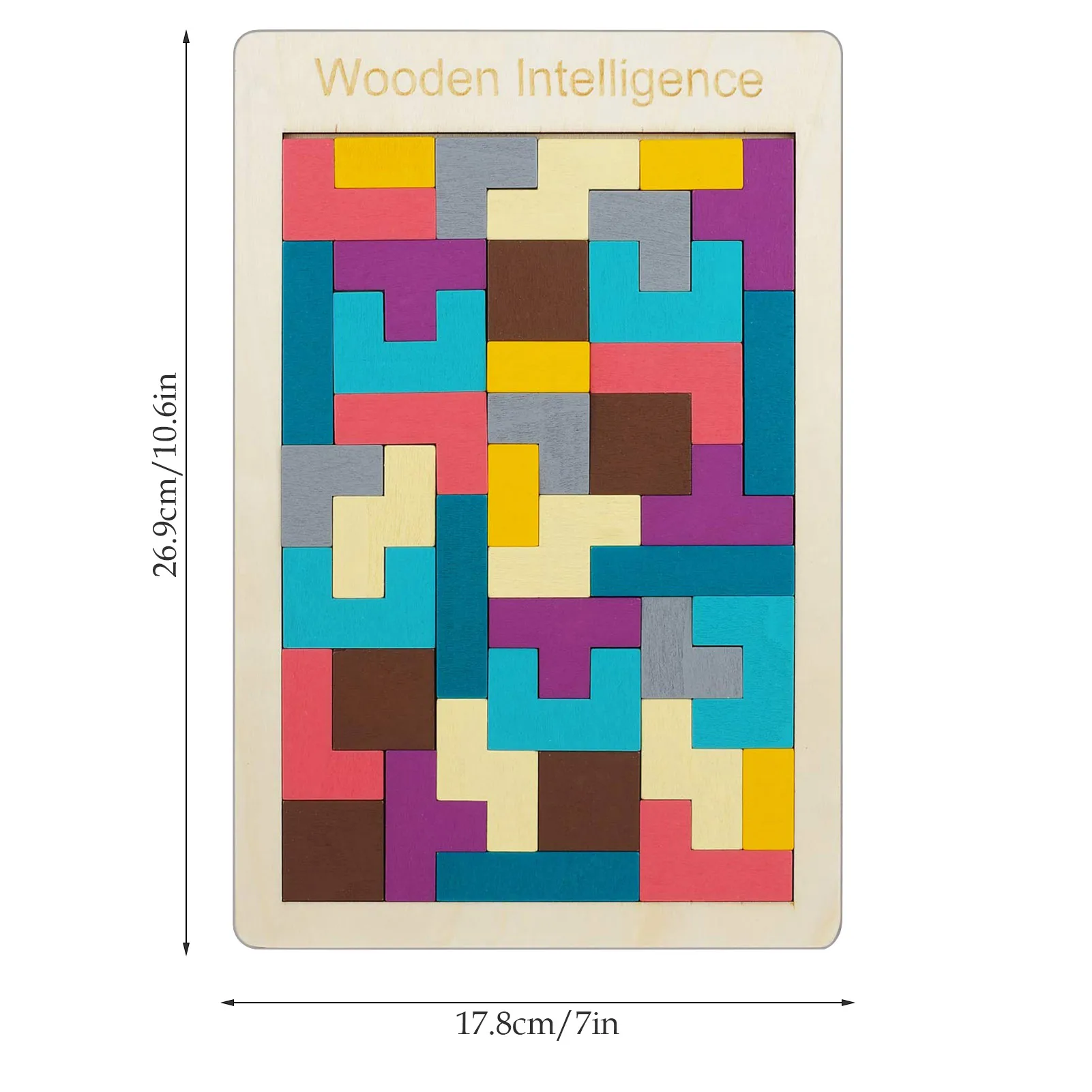 

Colorful 3D Puzzle Wooden Tangram Cognitive Toys Tetris Game Children Pre-school Magination Intellectual Educational Toy For Kid