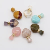 natural stone gem quartz agate perfume essential oil bottle heart pendant crafts diy necklace jewelry accessories gift making