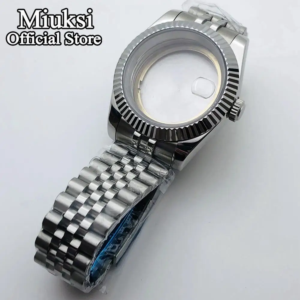Miuksi 40 мм Серебряный чехол сапфировое стекло юбилейный браслет подходит для NH35 NH36