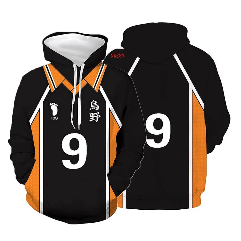 Haikyuu! Толстовки Hinata Shoyo Косплей Karasuno школьный волейбол Толстовка Nishinoya Yuu Kageyama Tobio