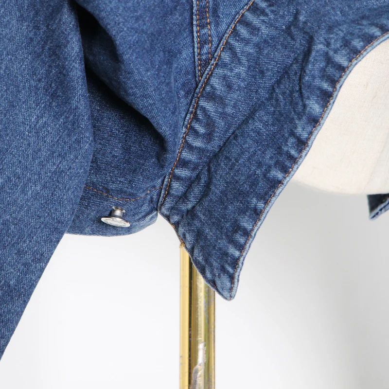 

TWOTWINSTYLE Casual Denim Short Tops For Women Lapel Long Sleeve Solid Streetwear Jacket For Women 2020 Fall Fashion New Tide