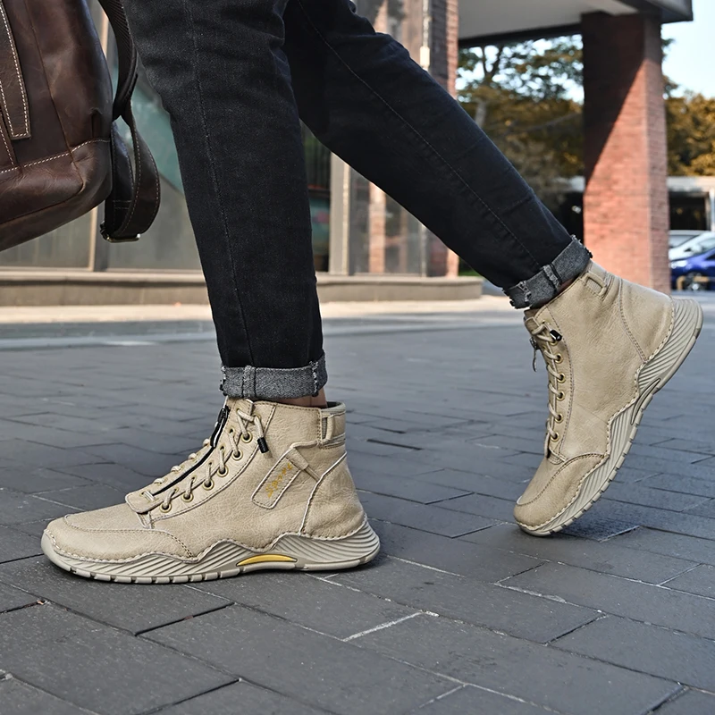 Ботинки мужские повседневные из мягкой кожи в стиле ретро | Обувь