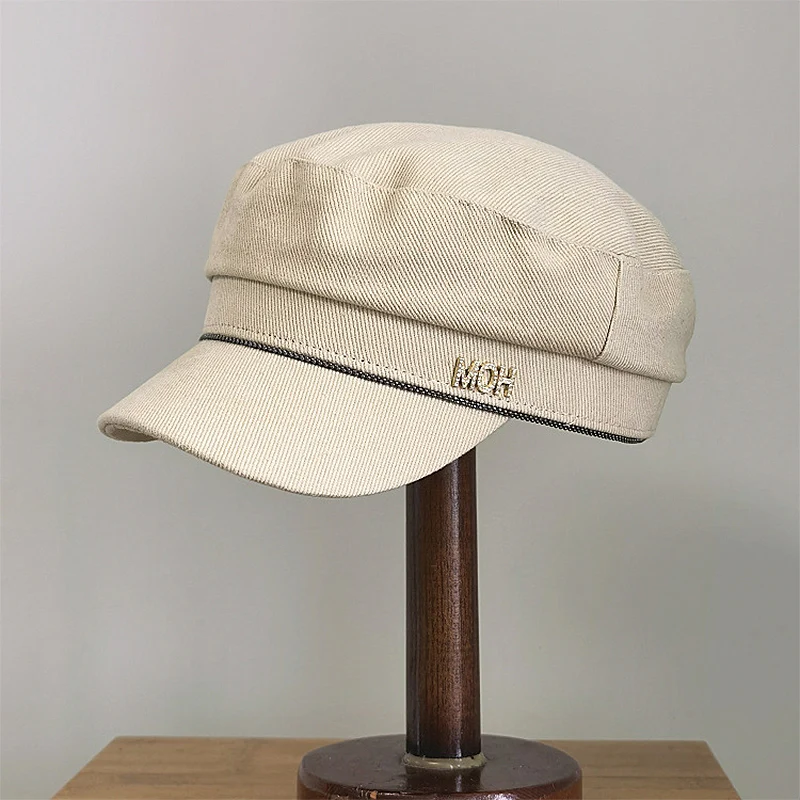 

Retro Hats For Women Autumn Winter Striped Cloth Wide Brim Newsboy Hat Cap Female Keep Warm Peaked Cap Unisex Men Octagonal Hat