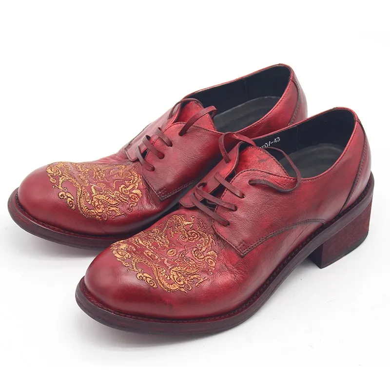 Модельные Мужские модельные туфли из натуральной коровьей кожи на высоком