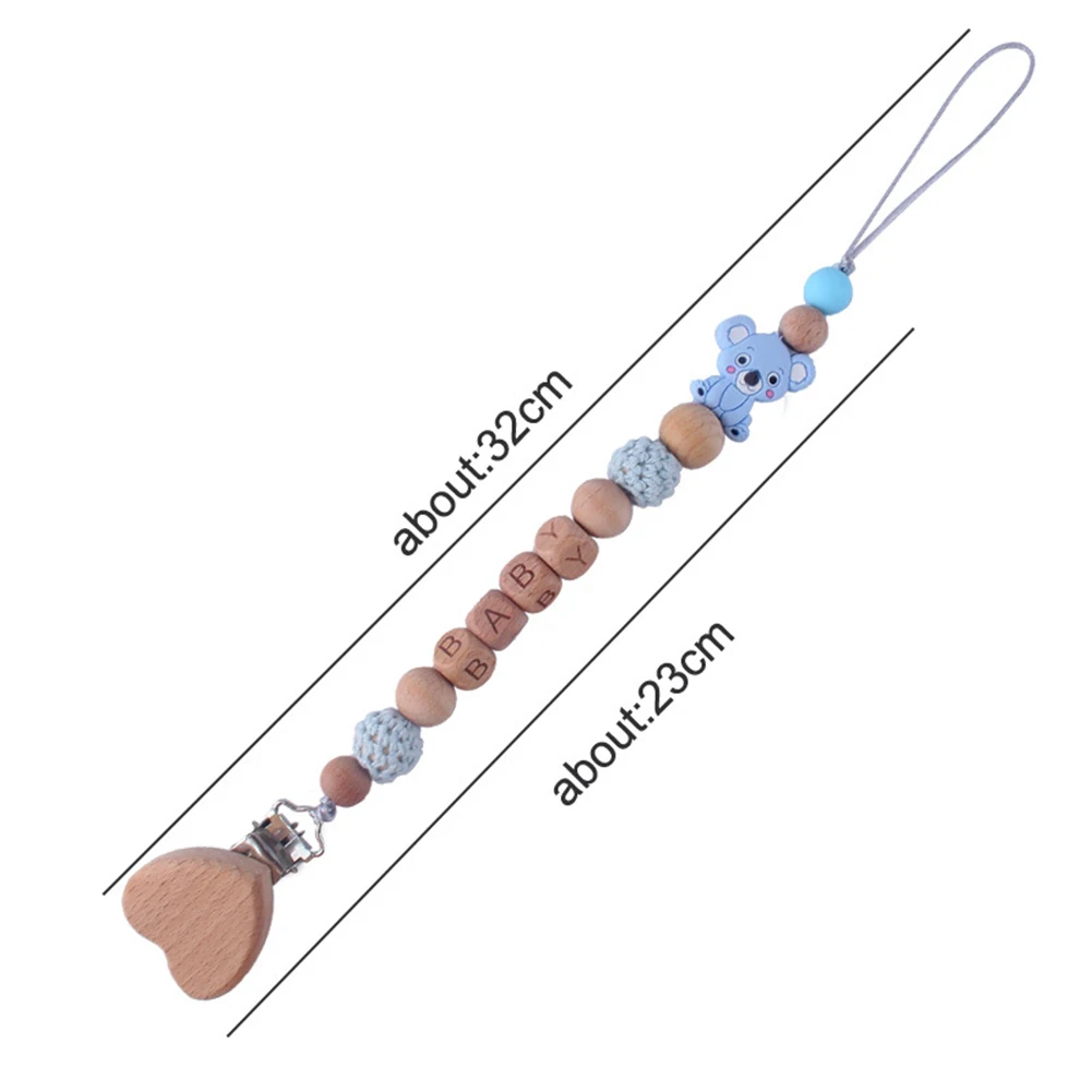 Cuentas de silicona de Koala en forma de coraz&oacute;n, mordedor, chupete, soporte de cadena, mordedor para beb&eacute;-5