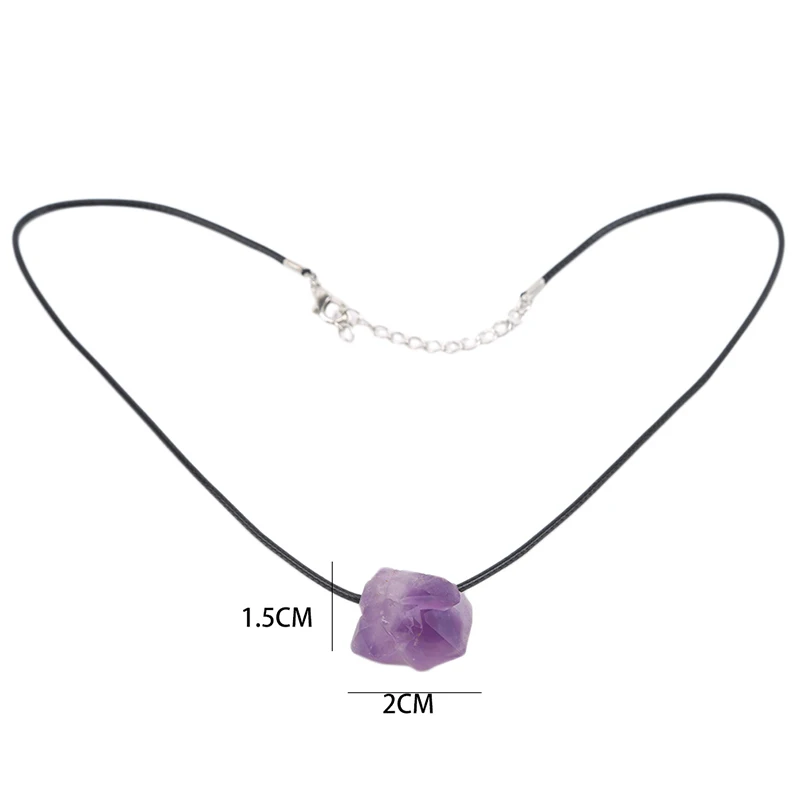 

Natural Stone Pendant Necklace Brazil Amethysts Crystal Irregular Shape Lavender Semi-precious Chakra Reiki Raw Ore Jewel