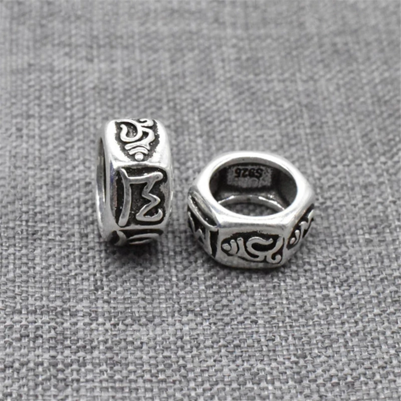 

2pcs of 925 Sterling Silver Om Large Hole Ring Beads for Necklace Bracelet