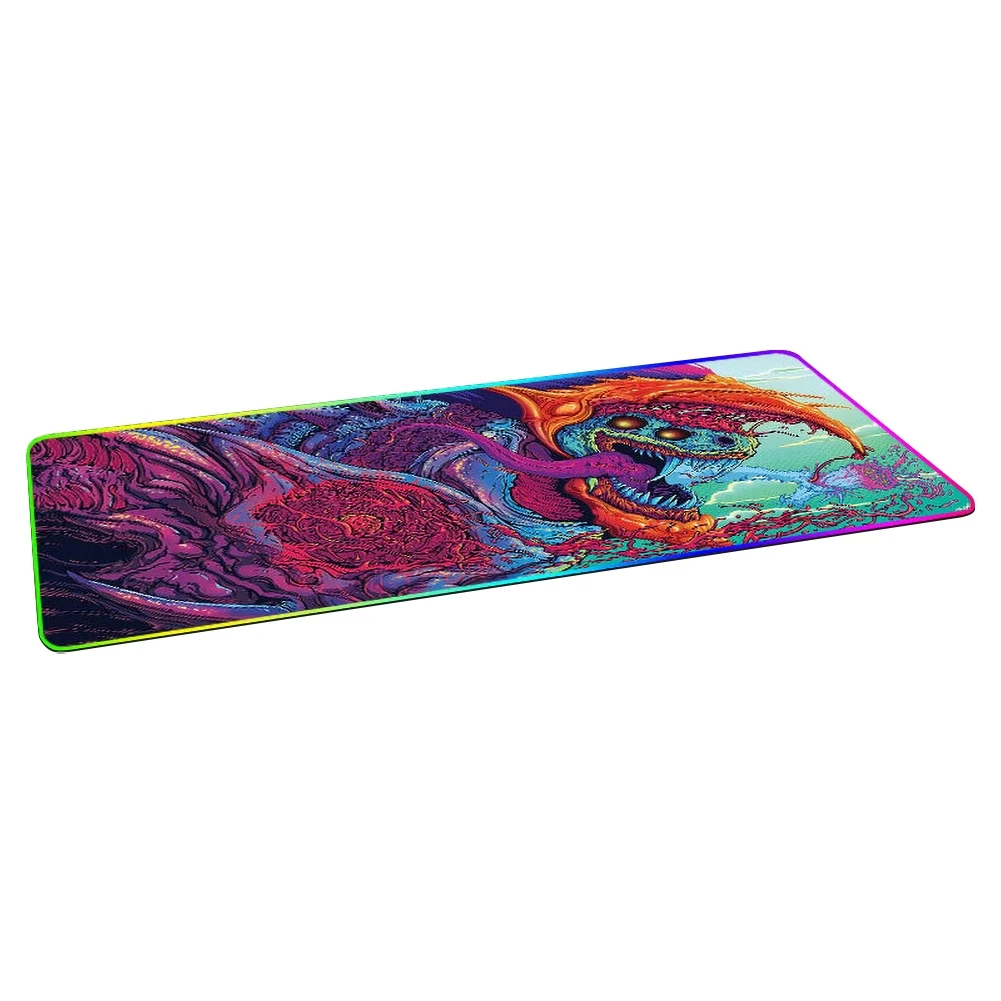 

LED RGB Backlight Map Snow Lion Light Pattern Desktop Gaming Mouse Pad Cushion