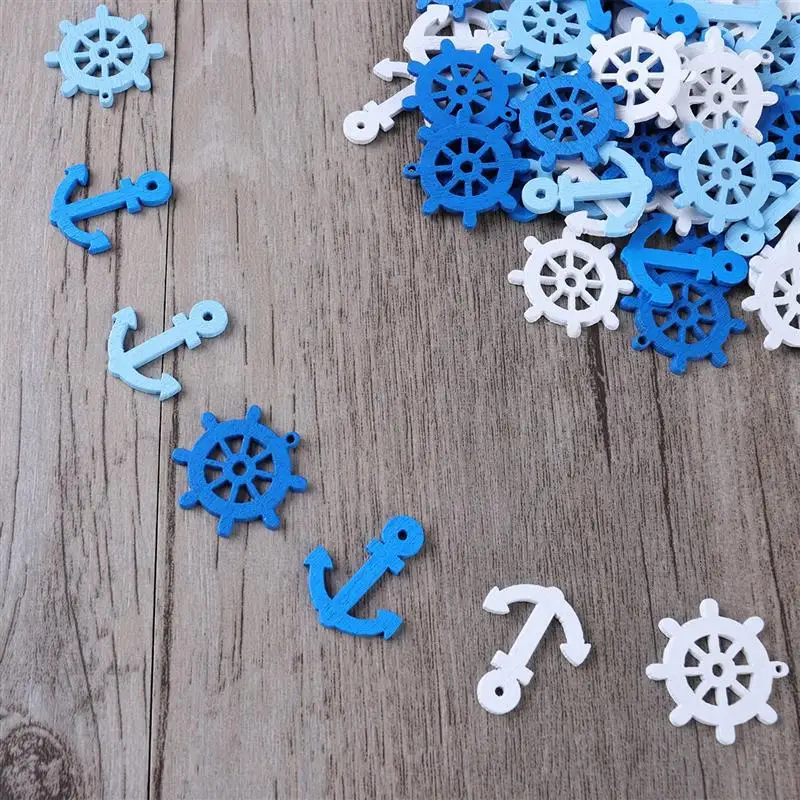 OULII 100 шт. Деревянные Подвески с якорем и шлемом для скрапбукинга украшения дома