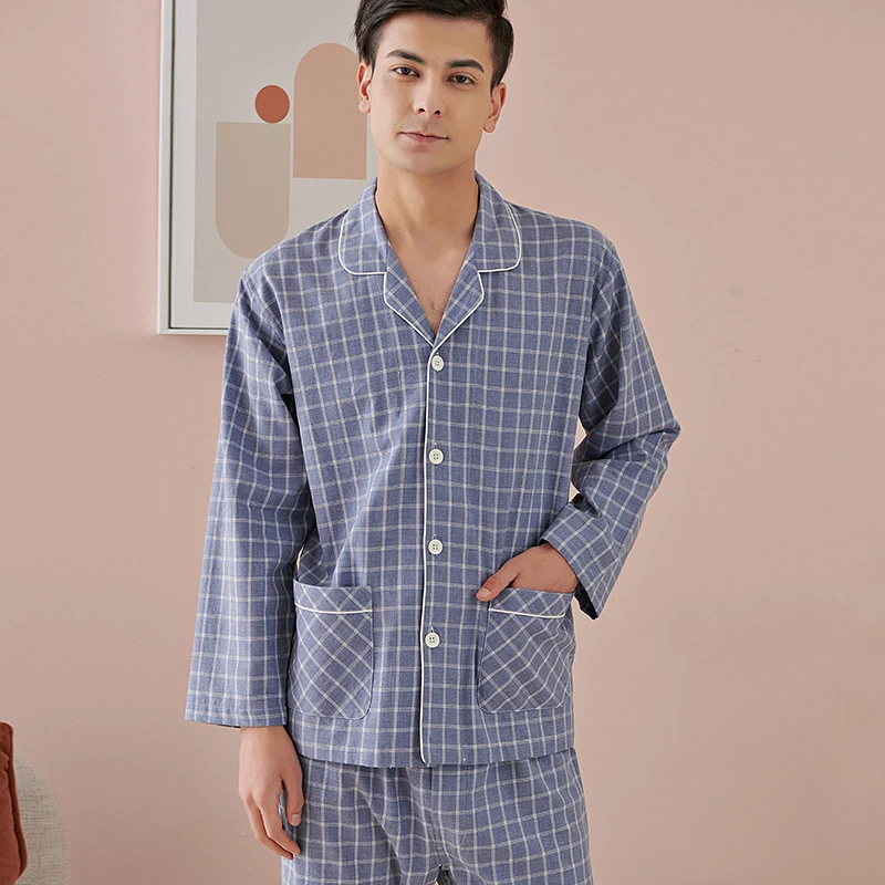 

Summer pajamas female couples warm cotton silk lace-up long-sleeved home clothes for men and women