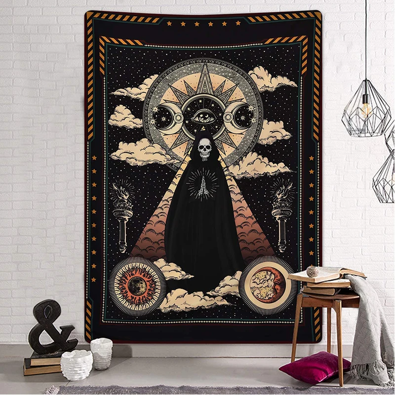 Мастер череп гобелен Солнечный Ирис гобелены Защита от солнца и с Луной звездами