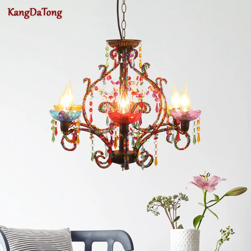 

Nordic Creative Retro Industrial Design And Color Led Chandelier Living Room Dining Room Decorative Candle Decorative Lights