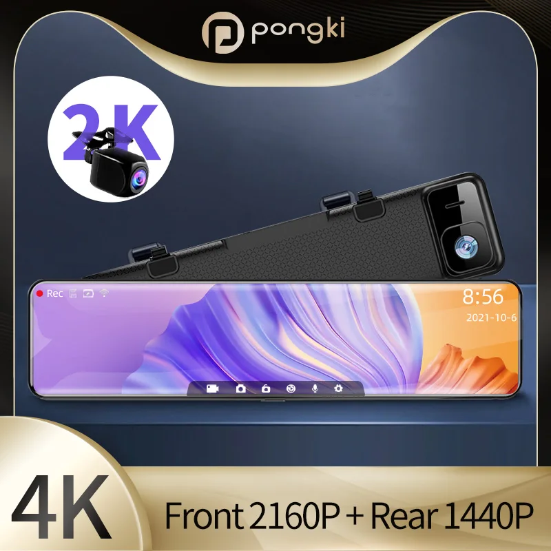 Автомобильный видеорегистратор с двумя объективами Gps Wi-Fi 2k UHD 4k 12 дюймов |