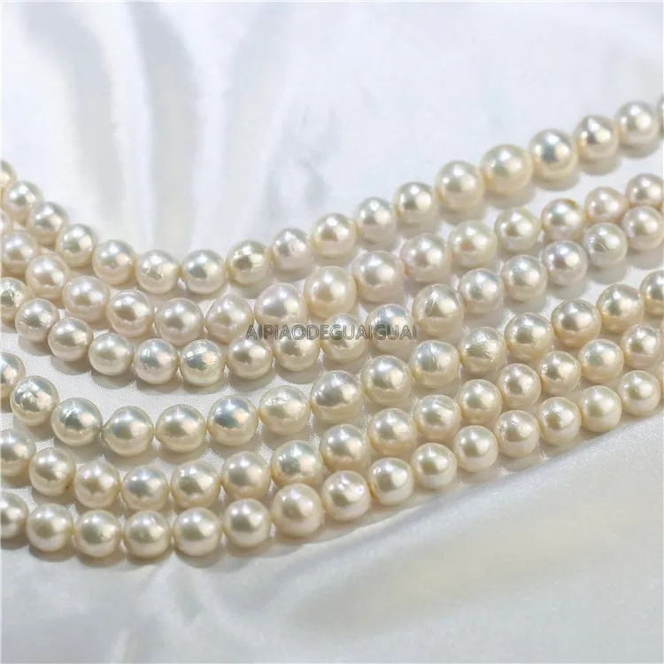 

APDGG Natural 11-12mm genuine white round edison pearl strands loose beads women lady jewelry DIY