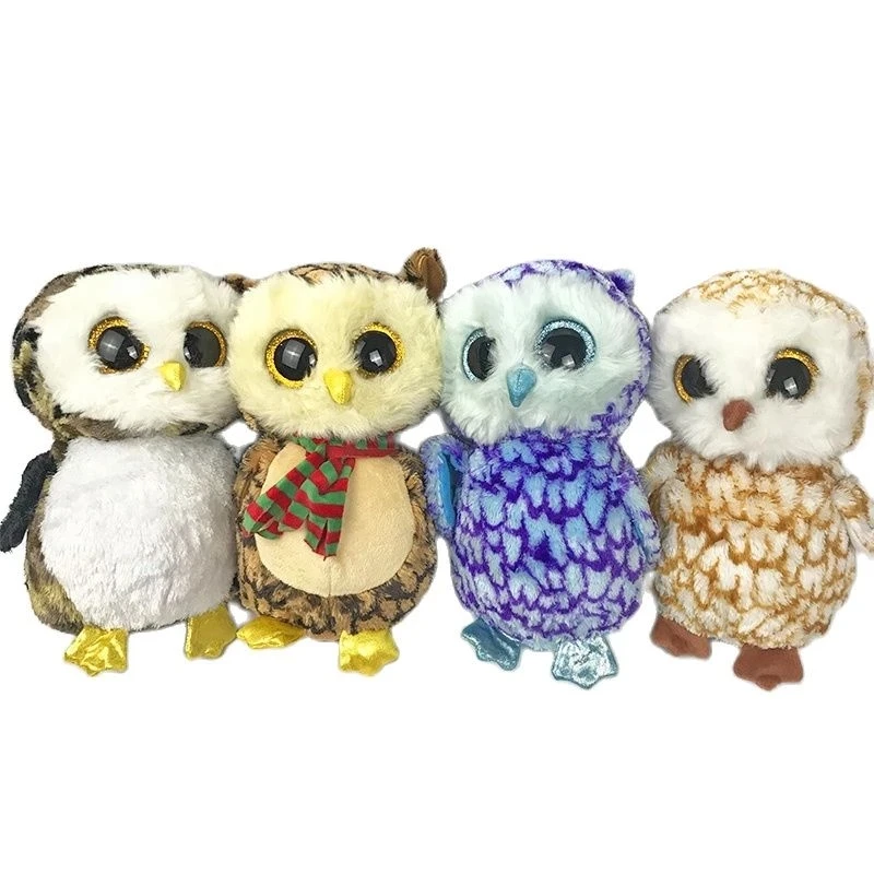 25CM TY Big Eyes Beanie Owl Series Big Plush Toy Appease Sleeping Stuff Animal Doll Home Decoration Birthday Gift Doll for Kids