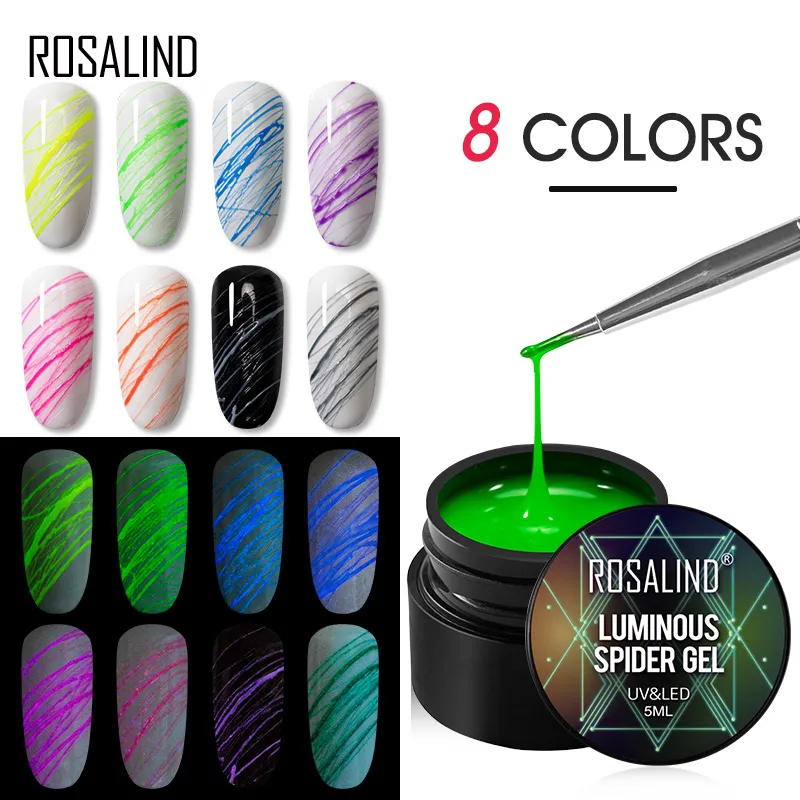 

Rosalind 2021 NEW luminous drawing glue 5ml elastic stretch glue phototherapy glue spider Gel polish shiny